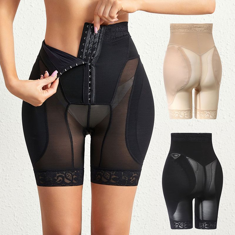 Pantalones De Control De Barriga Con Cintura De Encaje Abotonado Y Cintura Alta Adelgazantes De Nailon