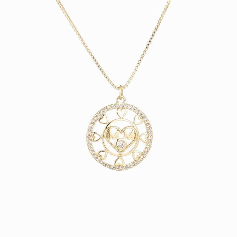Fashion 1# Copper Inlaid Zirconium Letter Necklace