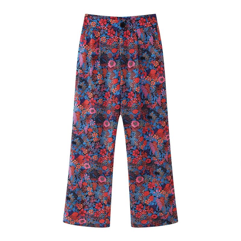 Fashion Red Polyester Printed Trousers
