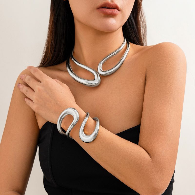 Fashion 01 Collar Gold Alloy Twisted Double Layer Collar
