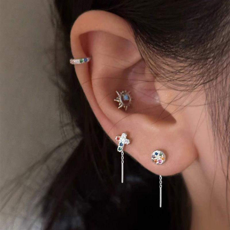 Pendientes Redondos De Alambre De Circonio Con Incrustaciones De Cobre (individuales)
