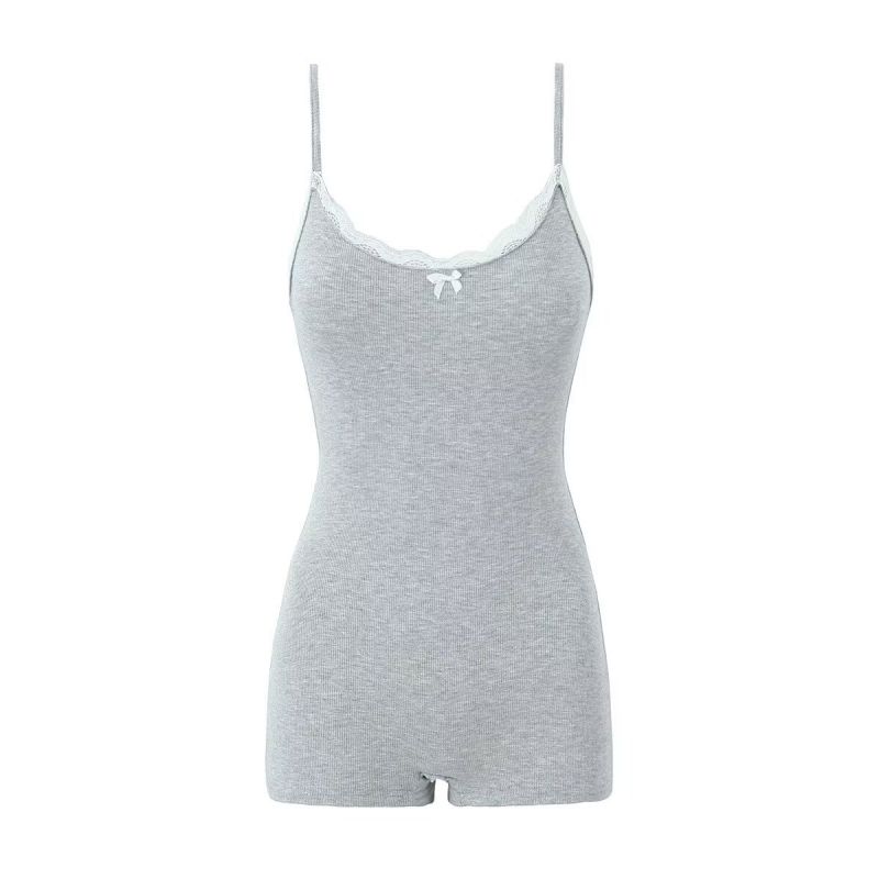 Fashion Grey Lace Suspender Jumpsuit
