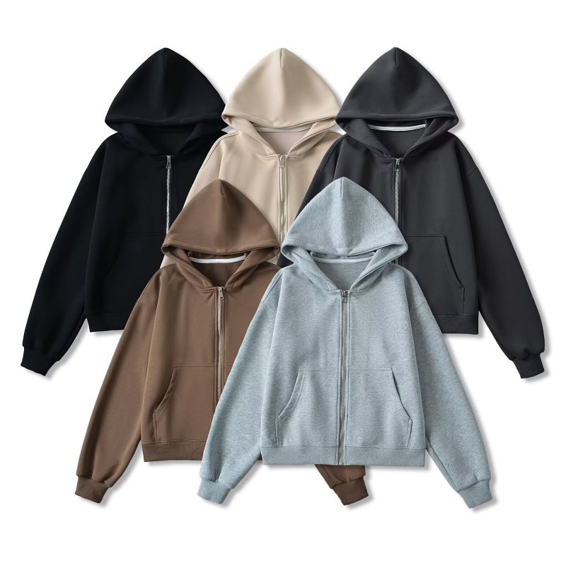 Sudadera De Algodón Con Capucha Y Cremallera