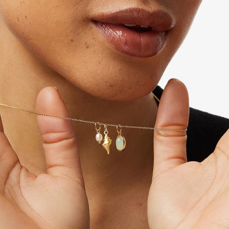 Fashion Gold Titanium Steel Geometric Conch Oval Necklace