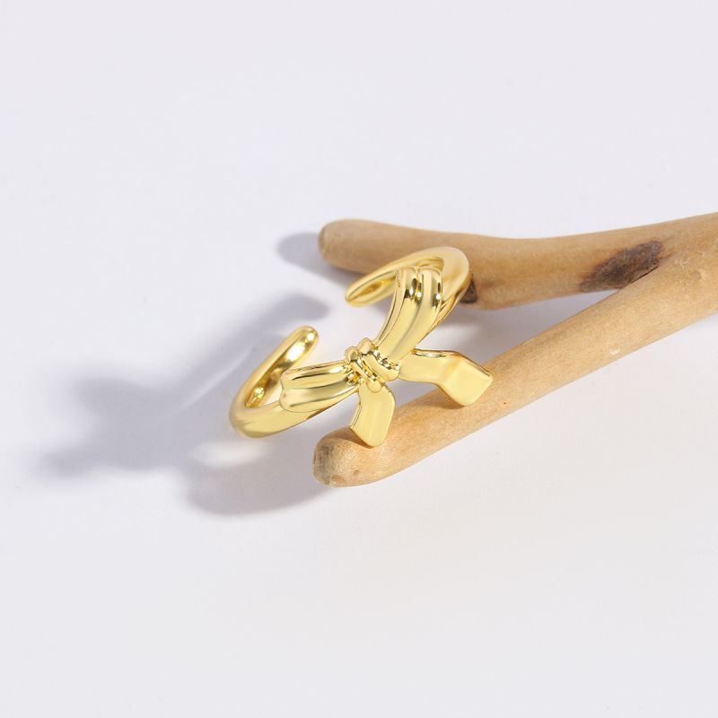 Fashion Gold Copper Bow Open Ring