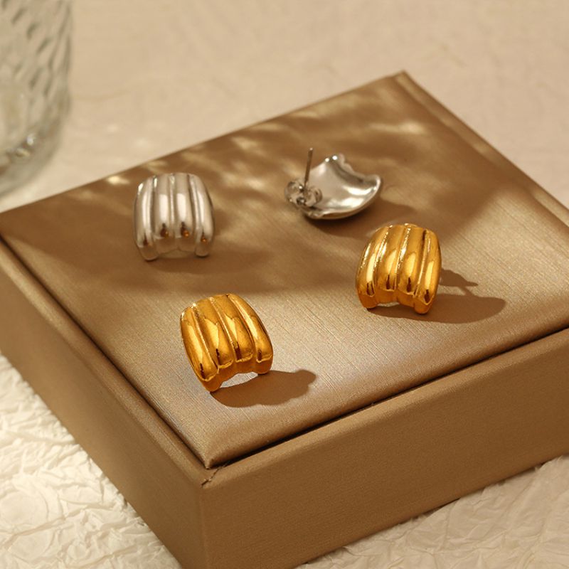 Fashion Gold Stainless Steel Geometric Earrings