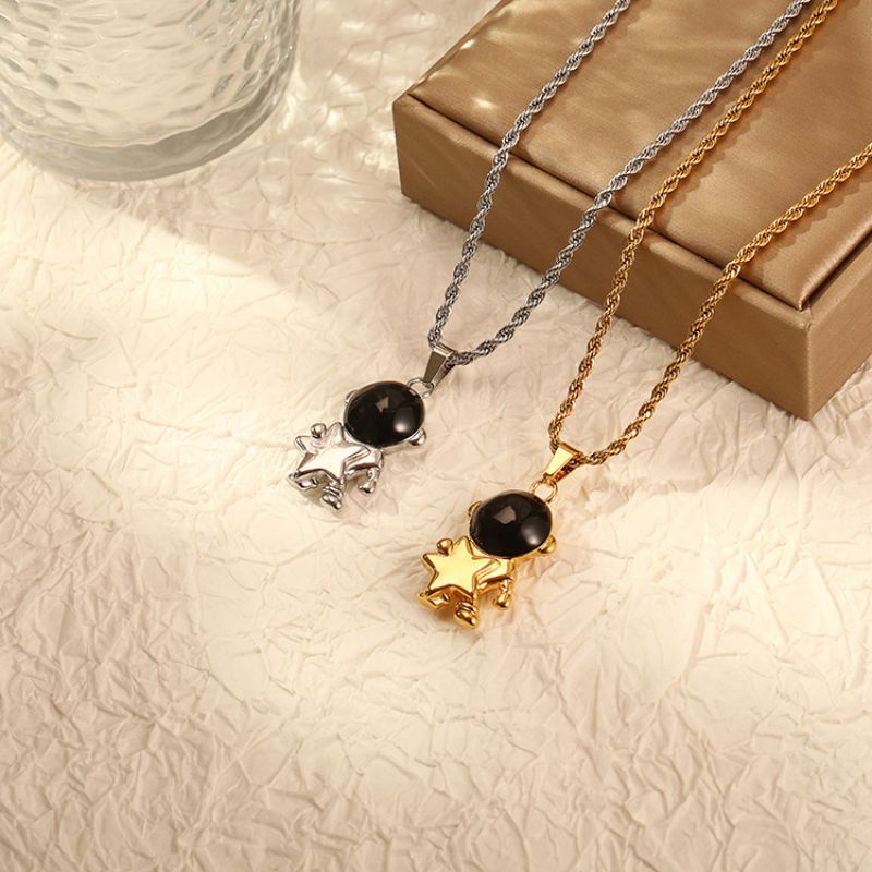 Fashion Astronaut Necklace Gold Stainless Steel Astronaut Necklace