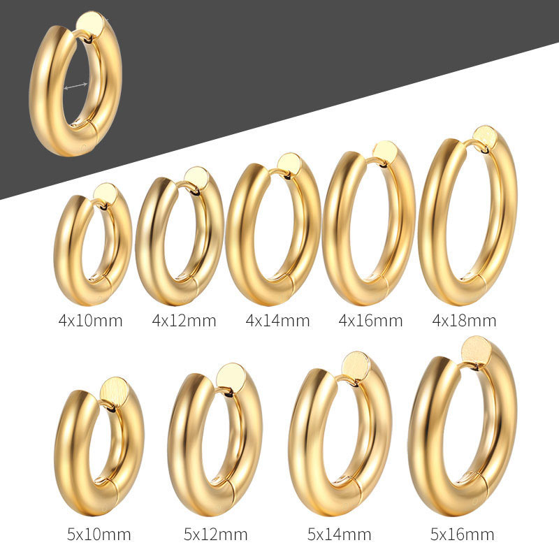 Fashion 4*10mm Steel Color Titanium Steel Round Earrings(single)