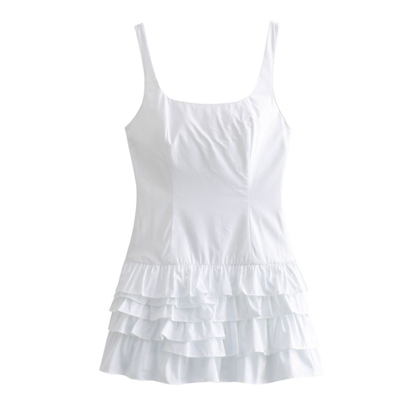 Fashion White Layered Suspender Jumpsuit