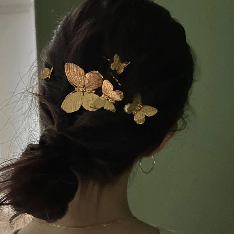 Fashion One-word Clip-gold-large Size Metal Butterfly Hair Clip