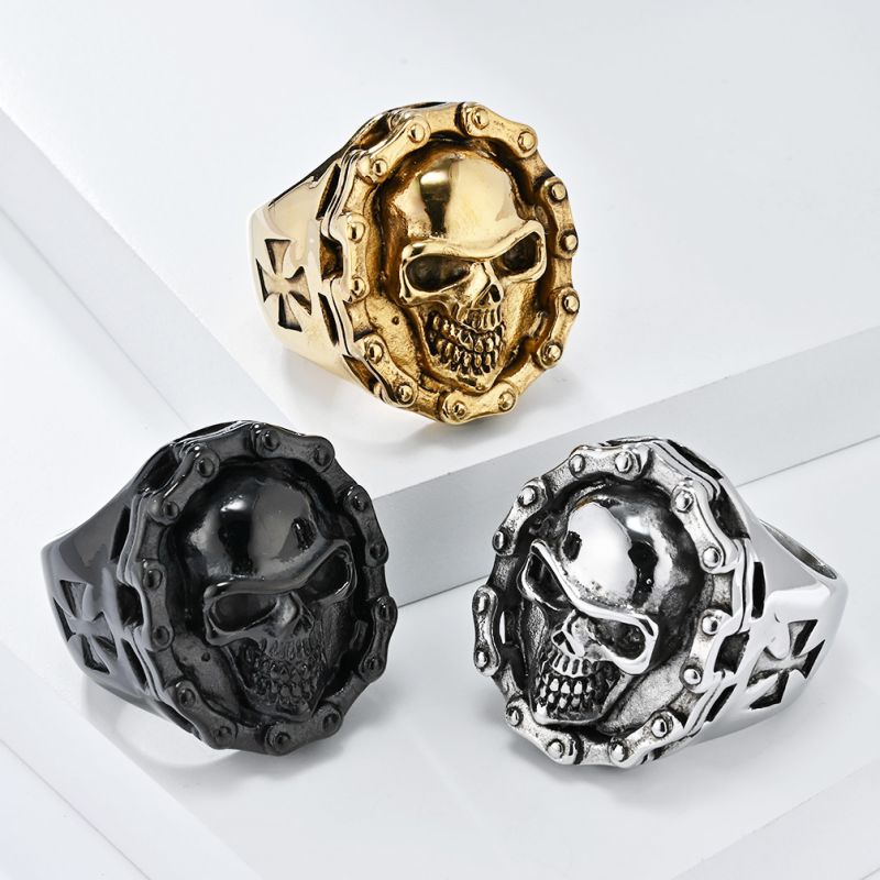 Fashion Black Stainless Steel Skull Men's Ring