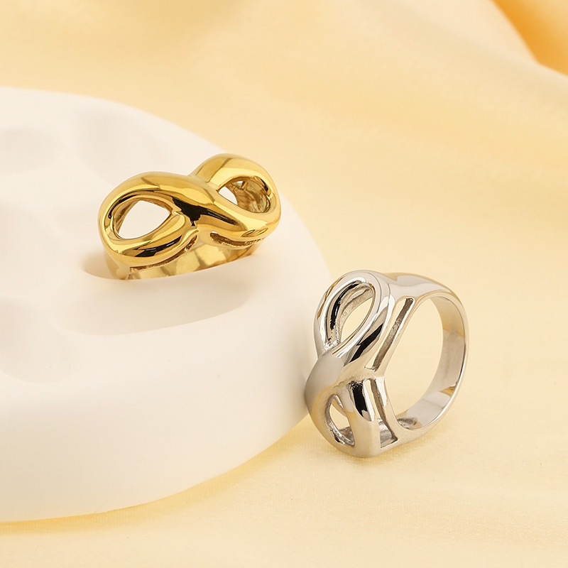 Fashion Gold Titanium Steel Gold Plated Number Ring