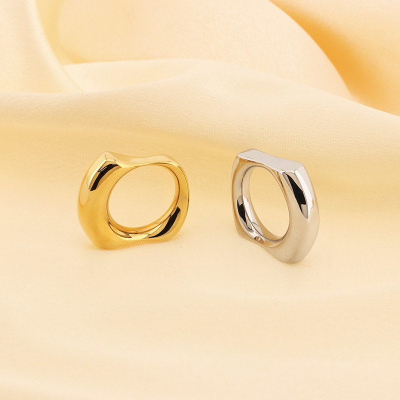 Fashion Silver Titanium Steel Irregular Ring