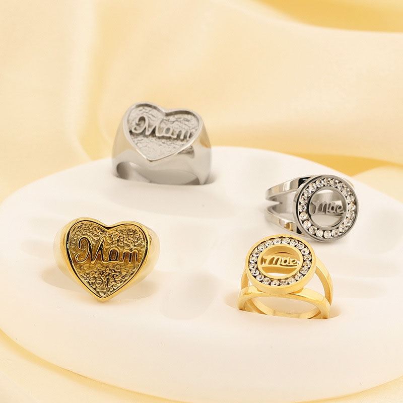 Fashion Silver Stainless Steel Diamond Round Ring