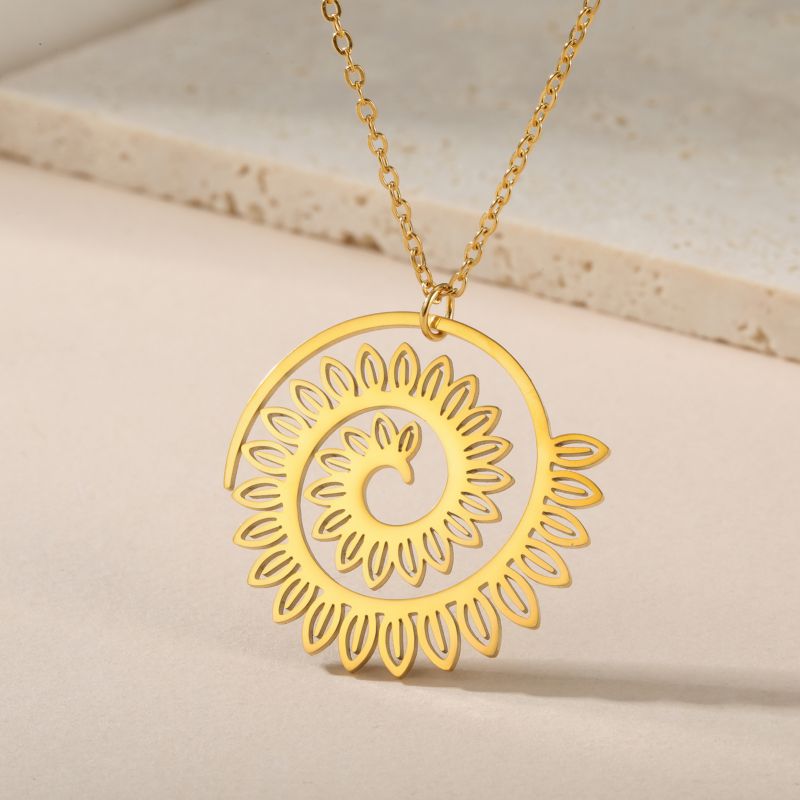 Fashion Gold Titanium Steel Geometric Necklace
