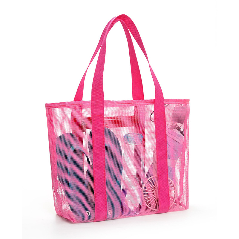 Fashion Transparent Bag Light Pink Mesh Large Capacity Storage Bag