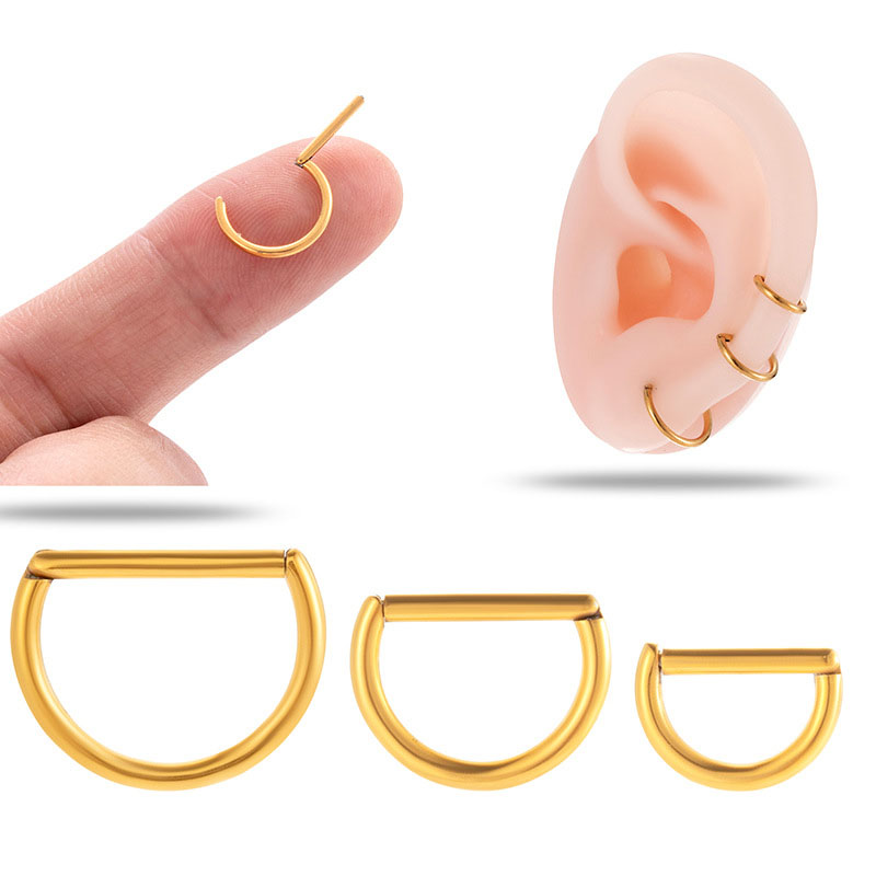Fashion 6mm Golden Yellow Metal Semicircular Piercing Ring (single)