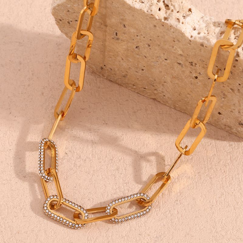 Collar De Cadena De Diamantes De Acero Inoxidable