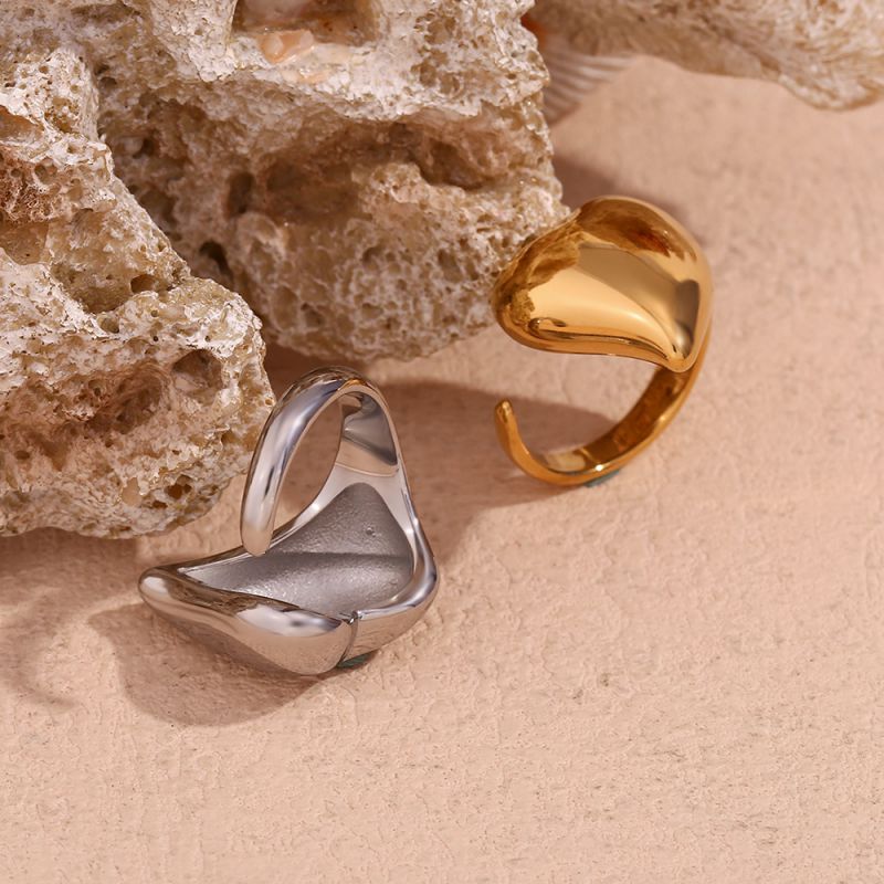 Anillo Abierto Lateral Love Brillante De Acero Inoxidable