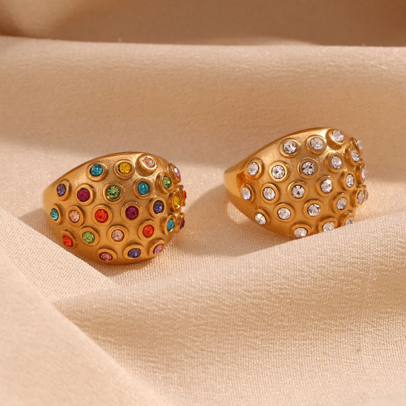 Anillo Geométrico De Diamantes De Acero