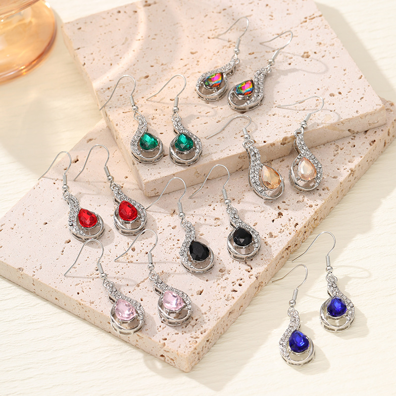 Pendientes Colgantes De Aleación Y Diamantes