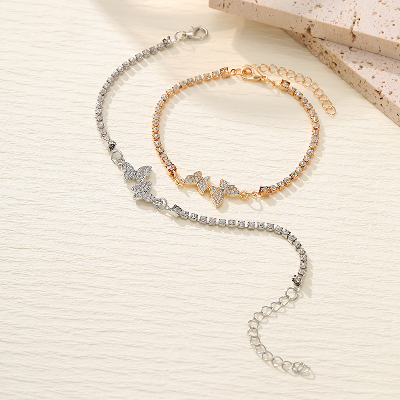Pulsera De Mariposa De Diamantes De Aleación