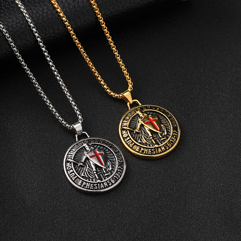 Collar De Medalla Geométrica De Aleación