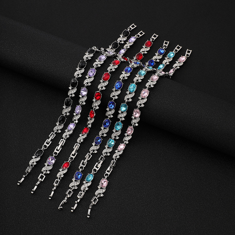 Pulsera Cruzada Geométrica De Diamantes De Aleación