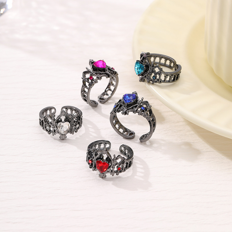 Anillo Abierto Geométrico De Aleación De Diamantes