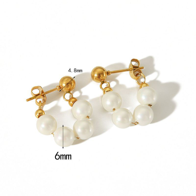 Fashion Pearl Style Stainless Steel Pearl Earrings
