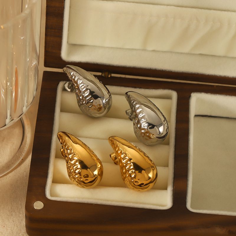 Fashion Gold Stainless Steel Water Drop Earrings