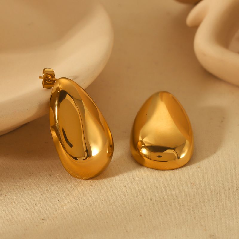 Fashion Gold Stainless Steel Drop Earrings