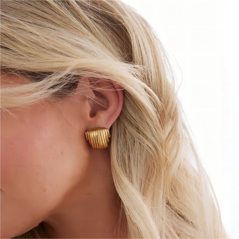 Fashion 1# Titanium Steel Vertical Pattern Geometric Stud Earrings