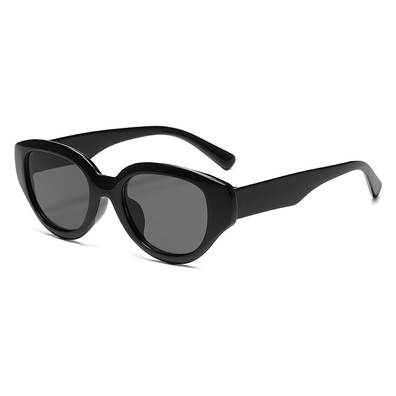 Fashion Black Gray Cat Eye Large Frame Sunglasses