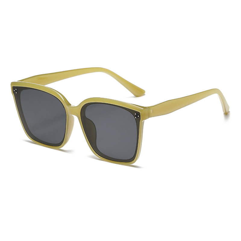 Fashion Black Ac Rice Nail Large Frame Sunglasses