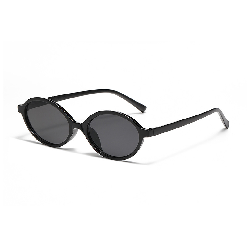 Fashion Black Gray Oval Small Frame Sunglasses
