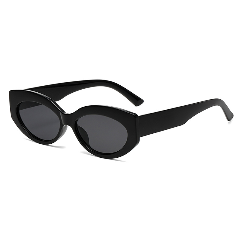 Fashion Black Oval Small Frame Sunglasses