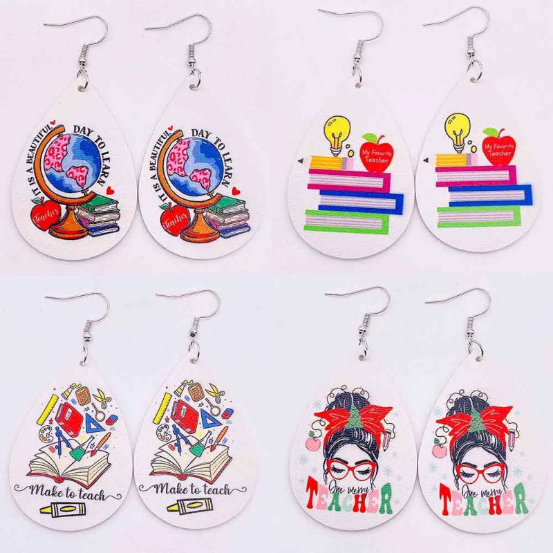 Pendientes Colgantes De Cuero Pu Estampados