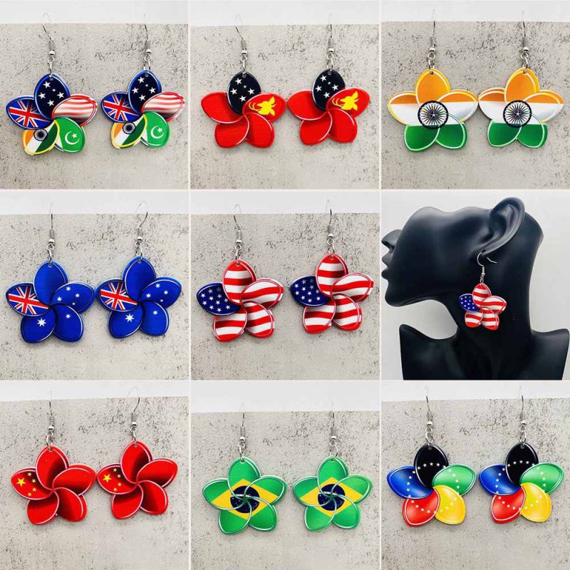 Pendientes Acrílicos Flor Bandera