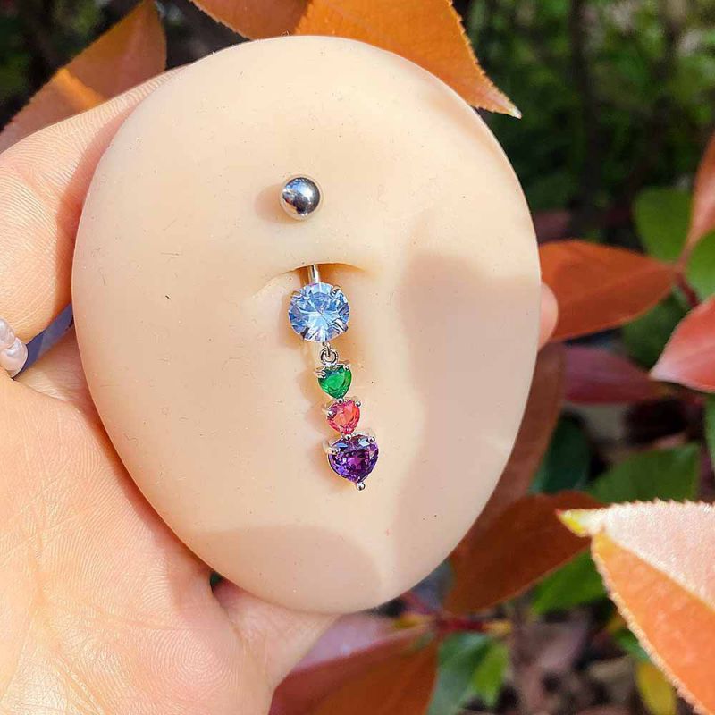 Clavo Piercing De Ombligo Con Cruz De Diamante De Acero Inoxidable