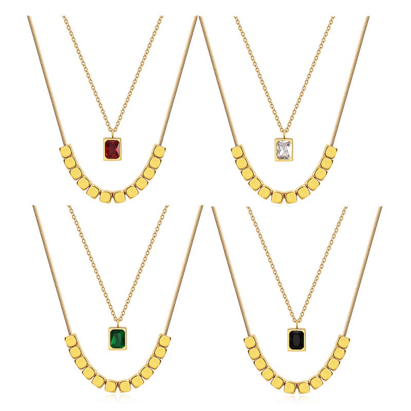 Collar De Diamantes Con Cuentas Cuadradas 3d