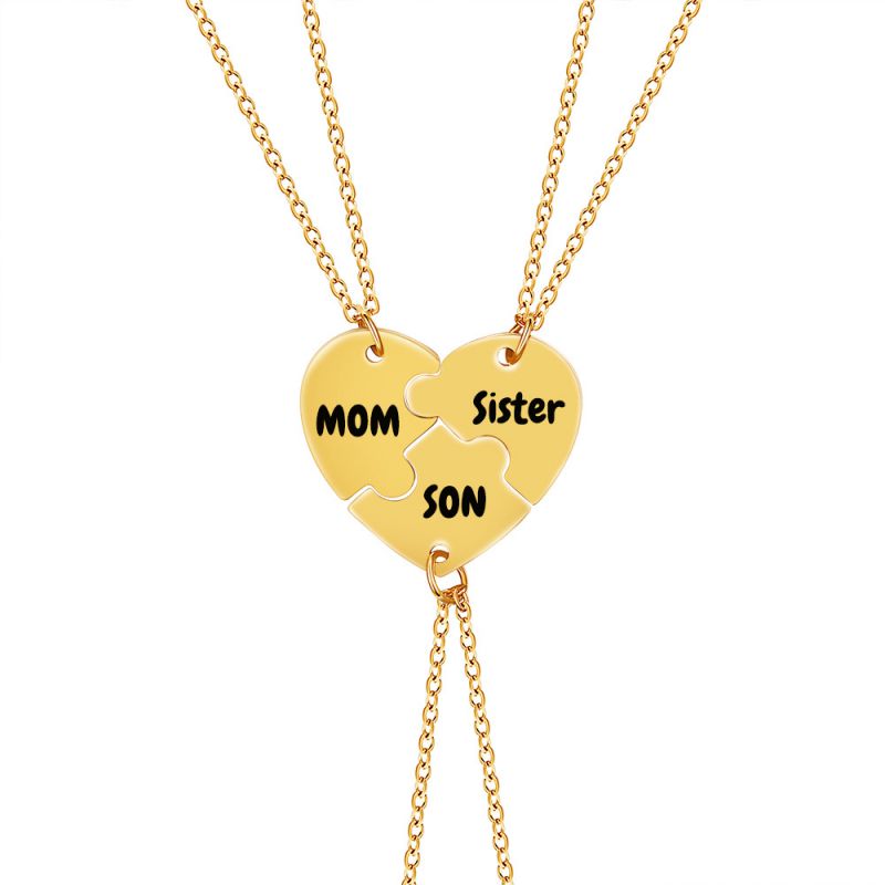 Collar De Rompecabezas De Amor De Acero Inoxidable