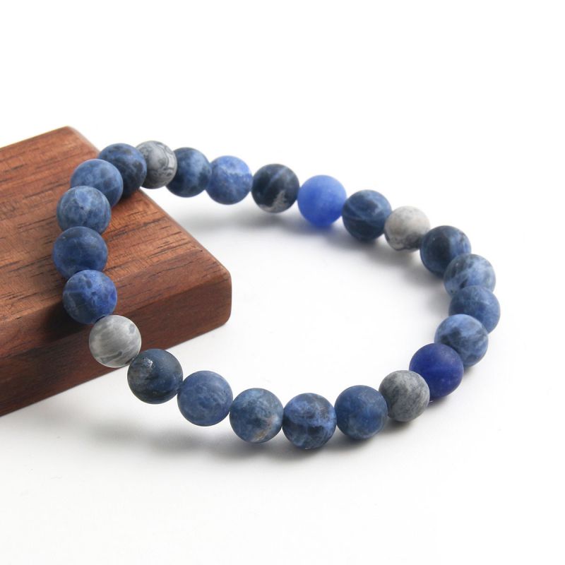 Fashion Blue Stone + Map Stone Geometric Beaded Men's Bracelet