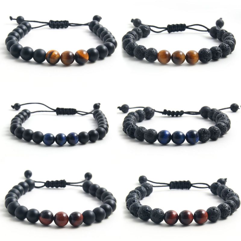Fashion 4 White Turquoise + Volcanic Stone Geometric Beaded Bracelet