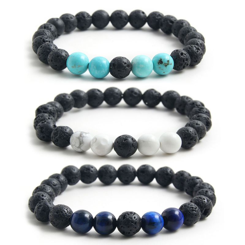 Fashion 9 White Turquoise Geometric Beaded Men's Bracelet