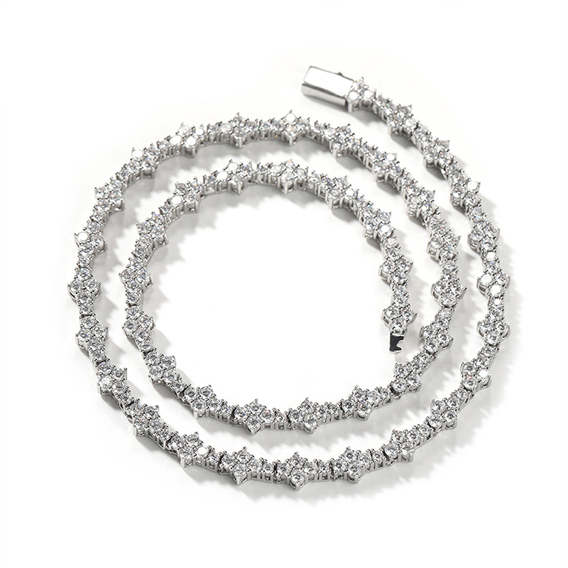 Collar De Hombre Con Cadena De Tenis De Circonio Con Incrustaciones De Cobre.