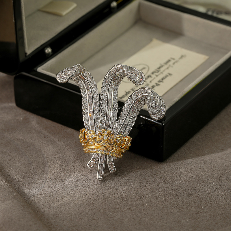 Broche De Plumas De Cobre