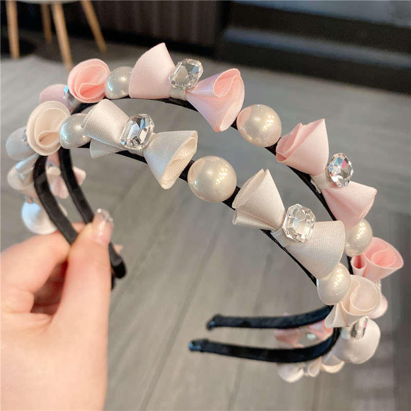 Fashion Off-white Geometric Diamond Bow Thin Edge Headband
