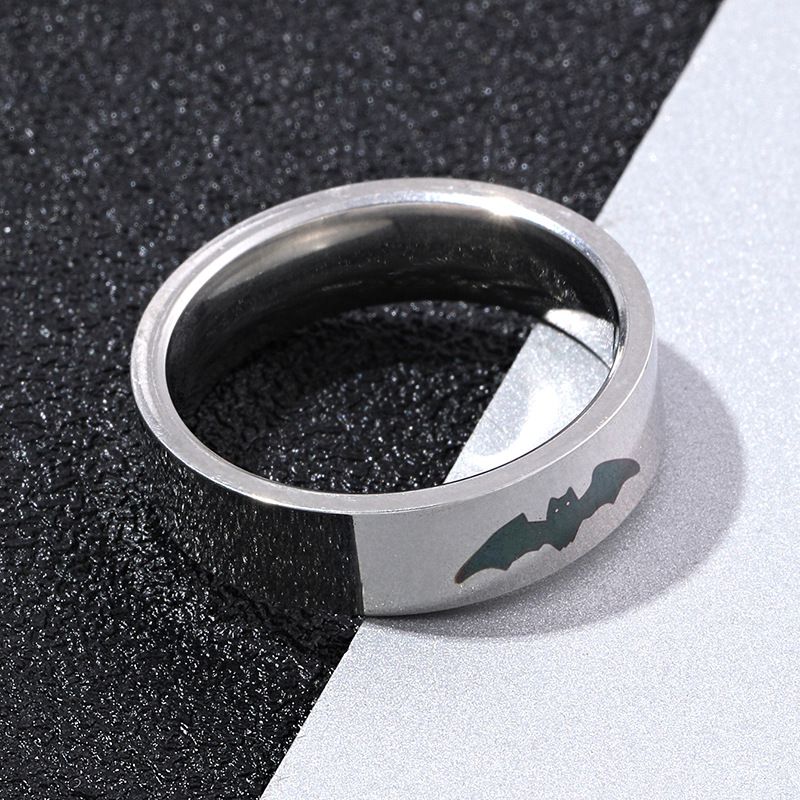 Fashion 6mm Black Batman Stainless Steel Bat Ring
