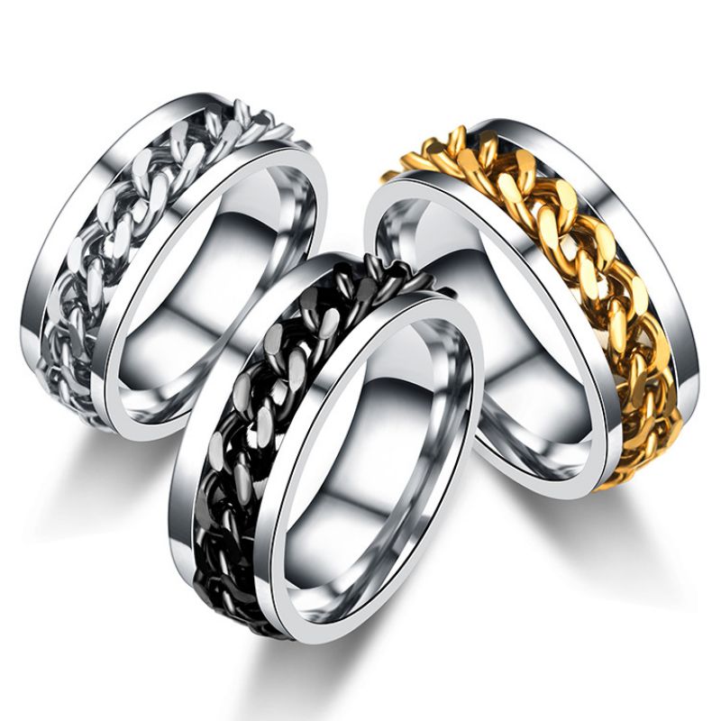 Anillo De Hombre Con Cadena De Acero Inoxidable